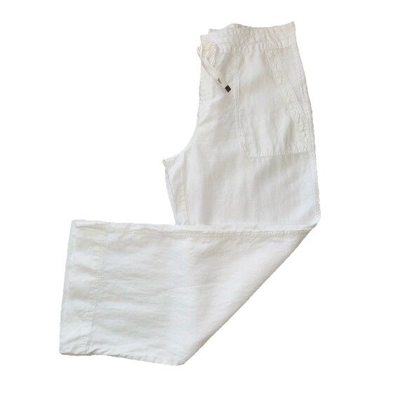Lauren Ralph Lauren White 100% Linen Wide Leg Drawstring Pants Women’s 12 Resort - Picture 2 of 10